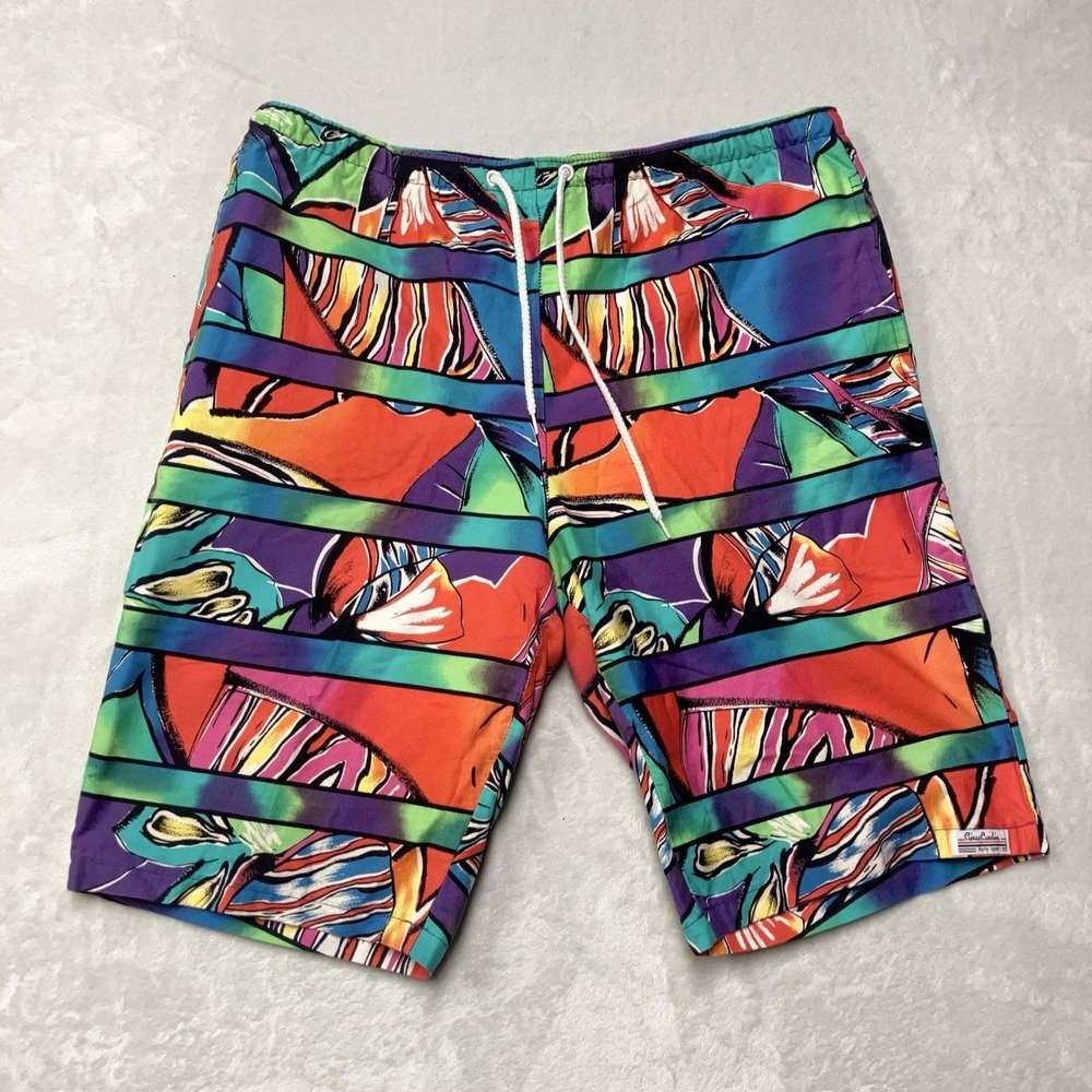 Vintage 80s 90s Made In Canada Abstract Colorful Rainbow Shorts Pierre Cardin